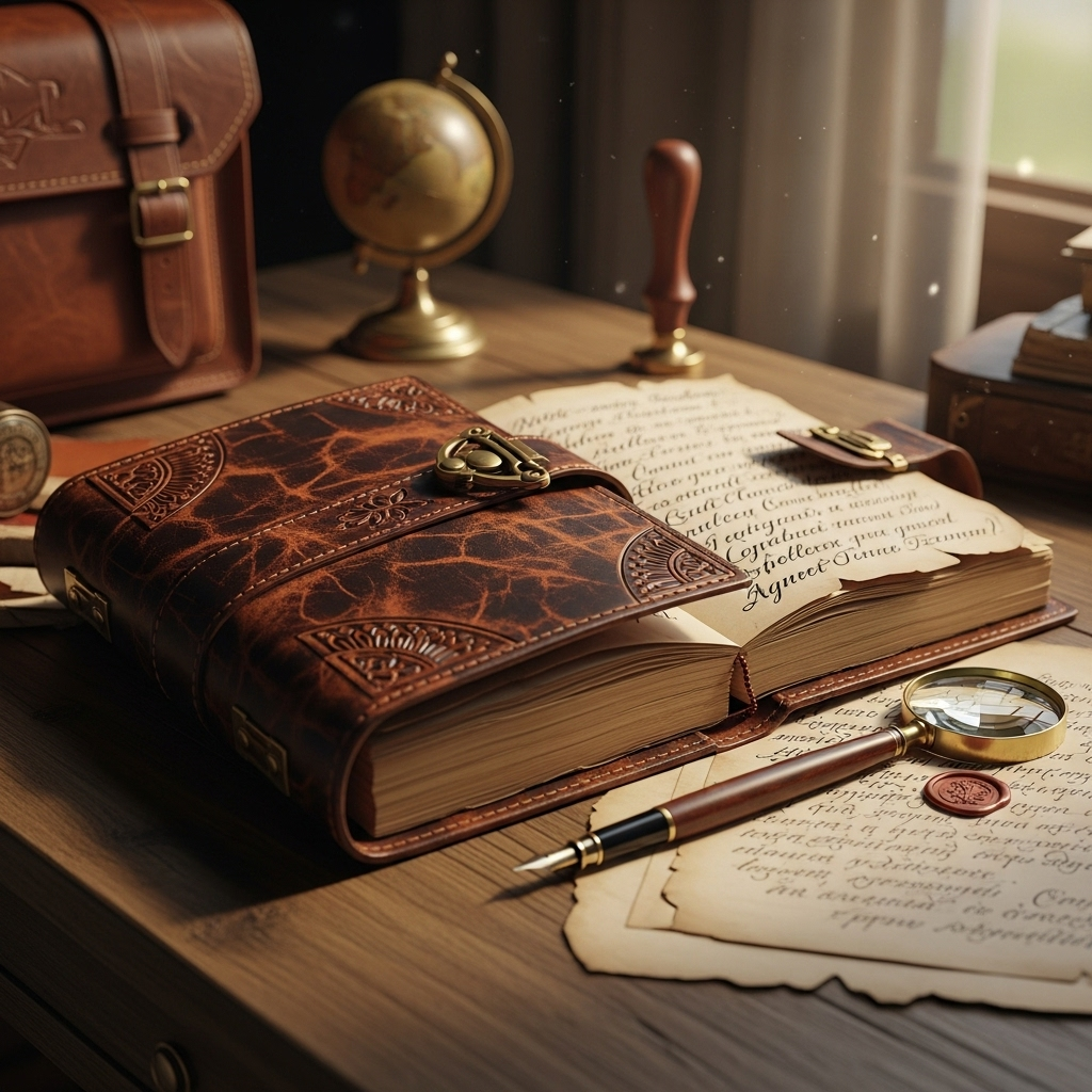 A vintage leather journal